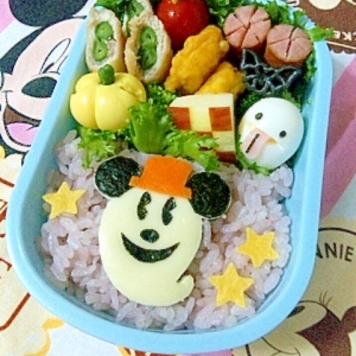 キャラ弁☆ハロウィン　ミッキーおばけのお弁当♪